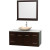 Centra 48 In. Single Vanity in Espresso with White Carrera Top with Ivory Sink and 36 In. Mirror