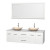 Centra 72 In. Double Vanity in White with Solid SurfaceTop with Ivory Sinks and 70 In. Mirror