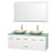 Centra 60 In. Double Vanity in White with Green Glass Top with Ivory Sinks and 58 In. Mirror