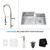 32 Inch Undermount Double Bowl Stainless Steel Kitchen Sink with Stainless Steel Finish Kitchen Faucet and Soap Dispenser