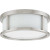 Odeon  2 Light 13 Inch Flush Dome with Satin White Glass Finished in Brushed Nickel