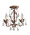 Bijoux Collection Weathered Bronze 3-Light Semi Flush Convertible Chandelier