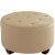 Oatmeal Microsuede Round Cocktail Ottoman