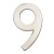 Solid Cast Brass 4 inch Floating House Number Satin Nickel ''9''