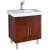 Flemish W 32 In. Single Vanity in Walnut with Ceramic Vanity Top in White