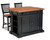 Kitchen Island With Two Stools - Black