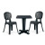 Nardi Charcoal Resin Commercial Grade 26 Inch Marte table and 2 Elba chairs