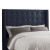 King Nail Button Tufted Headboard in Linen Navy with Brass Nail Buttons