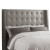 California King Nail Button Tufted Headboard in Linen Grey with Pewter Nail Buttons