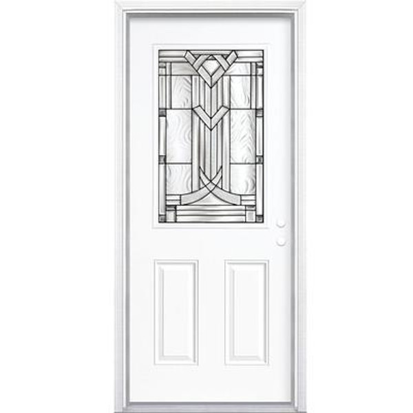 36 In. x 80 In. x 6 9/16 In. Chatham Antique Black Half Lite Left Hand Entry Door with Brickmould
