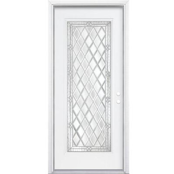 36 In. x 80 In. x 4 9/16 In. Halifax Nickel Full Lite Left Hand Entry Door with Brickmould