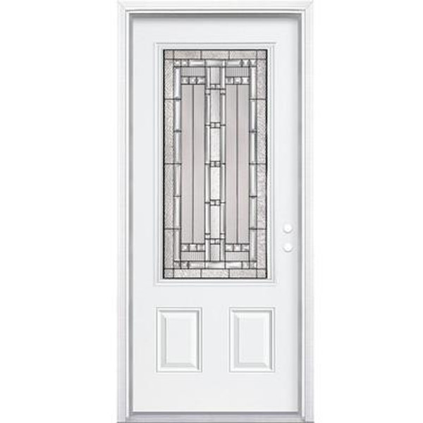 36 In. x 80 In. x 4 9/16 In. Elmhurst Antique Black 3/4 Lite Right Hand Entry Door with Brickmould