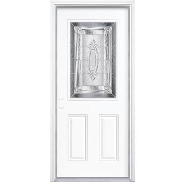 36 In. x 80 In. x 4 9/16 In. Providence Nickel Half Lite Right Hand Entry Door with Brickmould