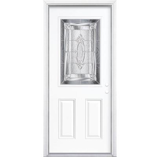 34 In. x 80 In. x 4 9/16 In. Providence Nickel Half Lite Left Hand Entry Door with Brickmould