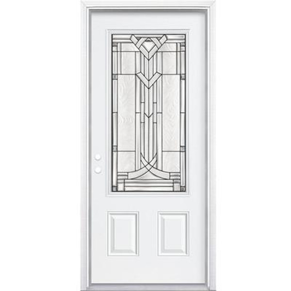 34 In. x 80 In. x 4 9/16 In. Chatham Antique Black 3/4 Lite Right Hand Entry Door with Brickmould
