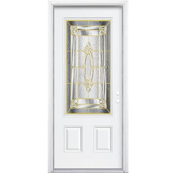 32 In. x 80 In. x 6 9/16 In. Providence Brass 3/4 Lite Left Hand Entry Door with Brickmould