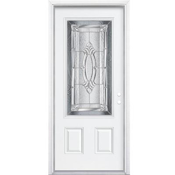 34 In. x 80 In. x 4 9/16 In. Providence Nickel 3/4 Lite Left Hand Entry Door with Brickmould