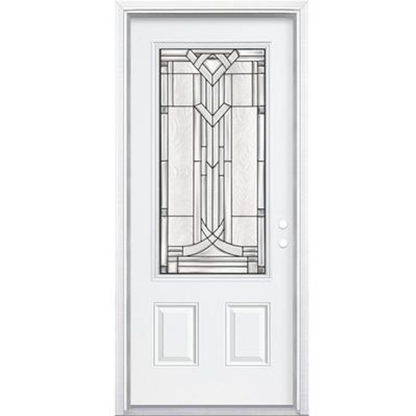 36 In. x 80 In. x 4 9/16 In. Chatham Antique Black 3/4 Lite Left Hand Entry Door with Brickmould