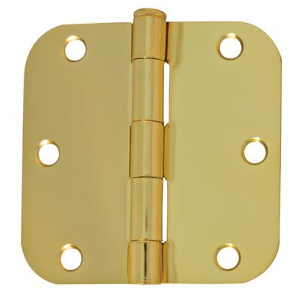 3-1/2 Inch  Polished Brass 5/8rd Door Hinge 2pk