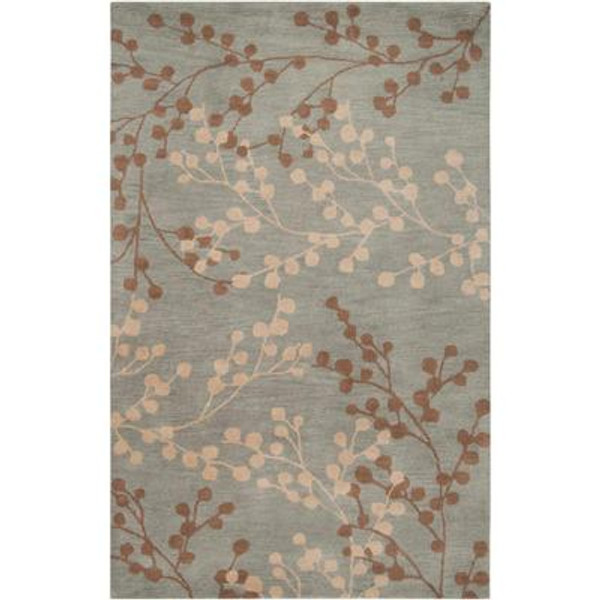 Blossoms Blue Wool  9 Ft. x 12 Ft. Area Rug