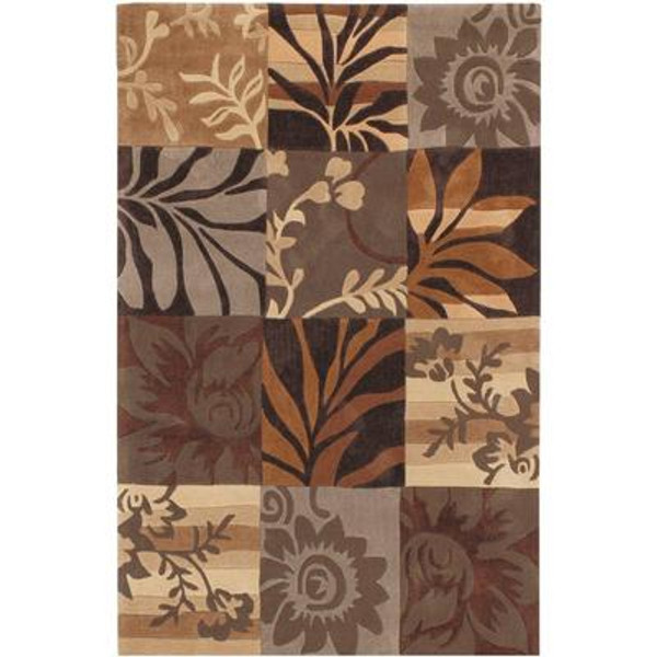 Equinox Grey/Brown Polyester 3 Feet 6 Inch x 5 Feet 6 Inch Area Rug