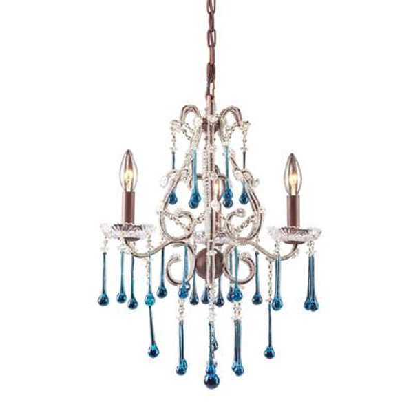 3-Light Ceiling Mount Rust Chandelier