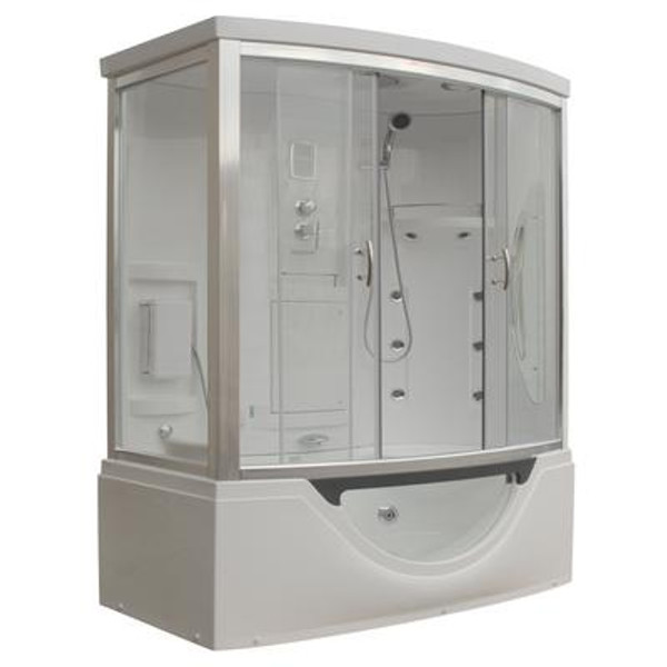 Modern Steam & Shower Enclosure with Whirlpool Bathtub; Multi Body Massage Water Jets; Radio & Aromatherapy