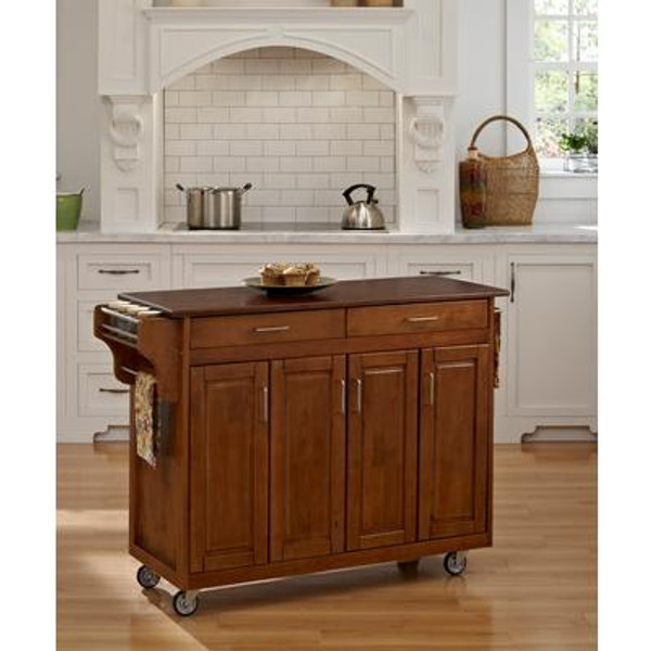 Create-a-Cart Warm Oak Finish with Cherry Top