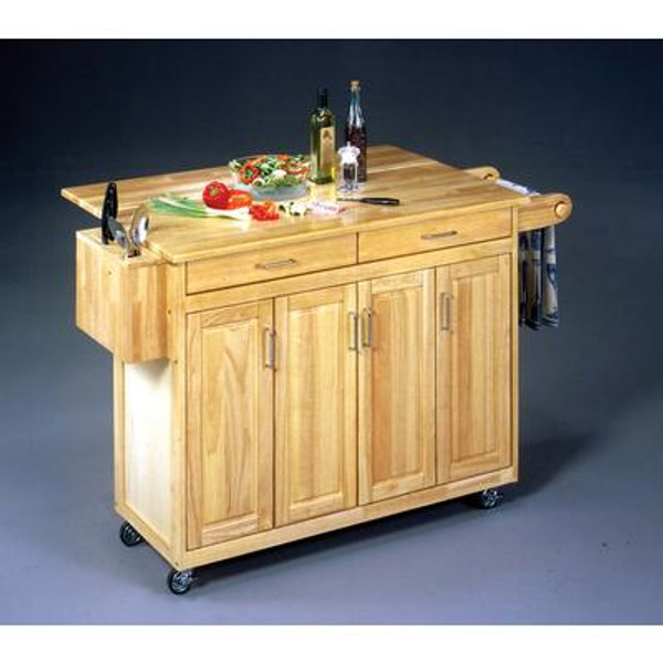 Natural Kitchen Cart w/ Breakfast Bar