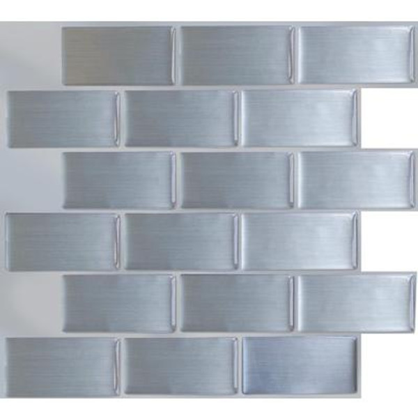 Steel Subway Stick-It tile 11.25X10 Bulk Pack (8 Tiles)
