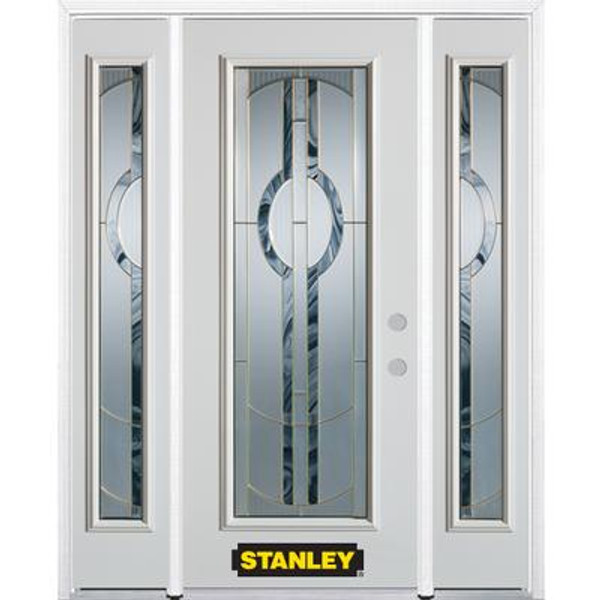 68 in x 82 in Full Lite Pre-Finished White Steel Entry Door with Sidelites and Brickmould