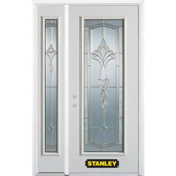 50 In. x 82 In. Full Lite Pre-Finished White Steel Entry Door with Sidelites and Brickmould
