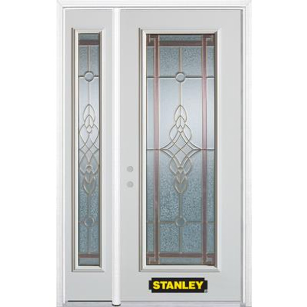 52 In. x 82 In. Full Lite Pre-Finished White Steel Entry Door with Sidelites and Brickmould