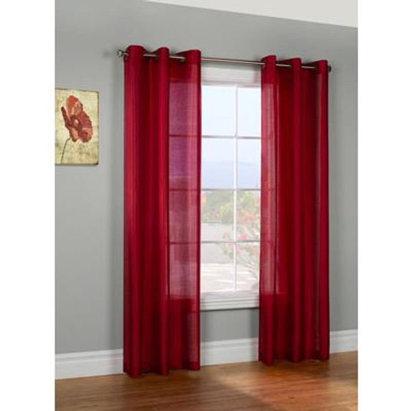 BELVEDERE Faux Silk Grommet Panel Pair - Red - 76 Inch x 84 Inch