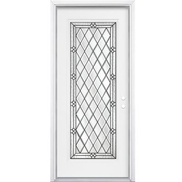 34 In. x 80 In. x 4 9/16 In. Halifax Antique Black Full Lite Left Hand Entry Door with Brickmould