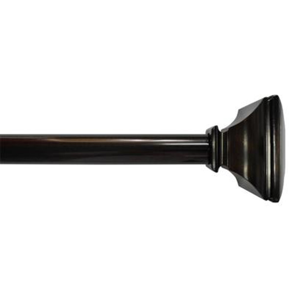 36 Inch - 66 Inch Oil Rubbed Bronze 3/4 Inch Telescoping Curtain Rod Kit with Classic Square Finial