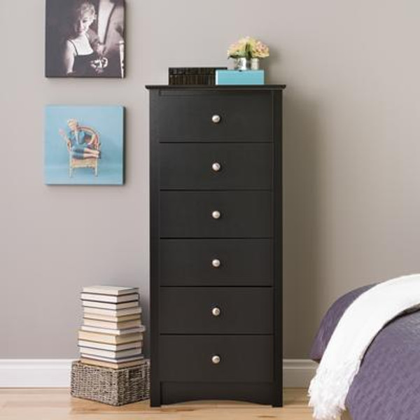 Black Sonoma Tall 6 Drawer Chest