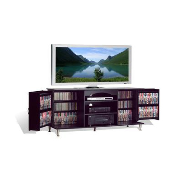 Premier Large Black Flat Panel Plasma / LCD TV Console with Media Storage