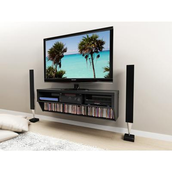 Black 58 Inch Wide Wall Mounted AV Console - Series 9 Designer Collection