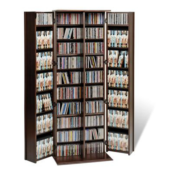 Espresso Grande Locking Media Storage Cabinet with Shaker Doors