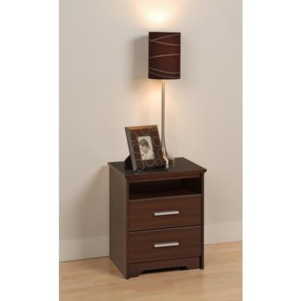 Espresso Coal Harbor 2 Drawer Tall Nightstand with Open Shelf