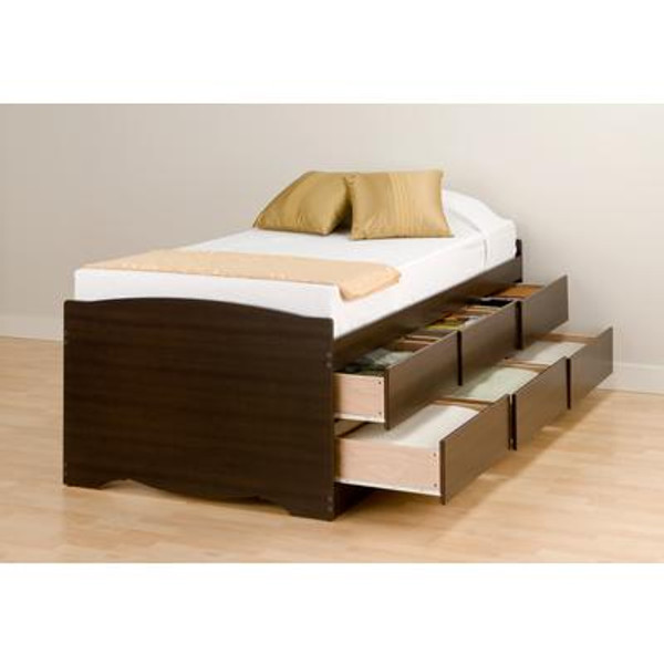 Espresso Tall Twin Captain&#146;s Platform Storage Bed with 6 Drawers