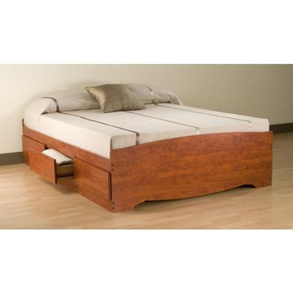 Cherry Queen Mate&#146;s Platform Storage Bed with 6 Drawers