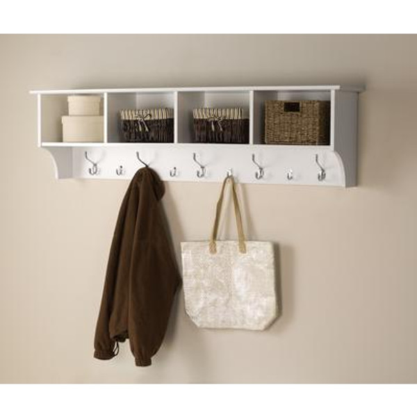 White 60 Inch  Wide Hanging Entryway Shelf