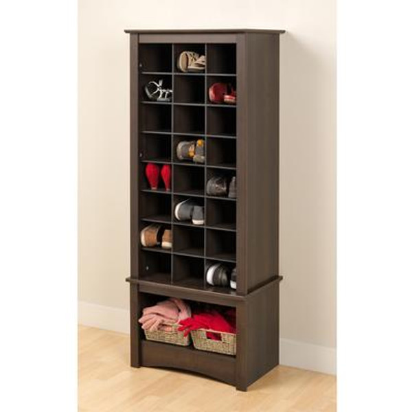 Espresso Tall Shoe Cubbie Cabinet