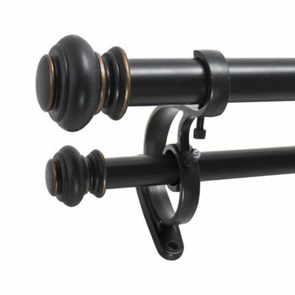 36-72 Inch 7/8 Inch Urn Double Rod Set in Antique Black Finish