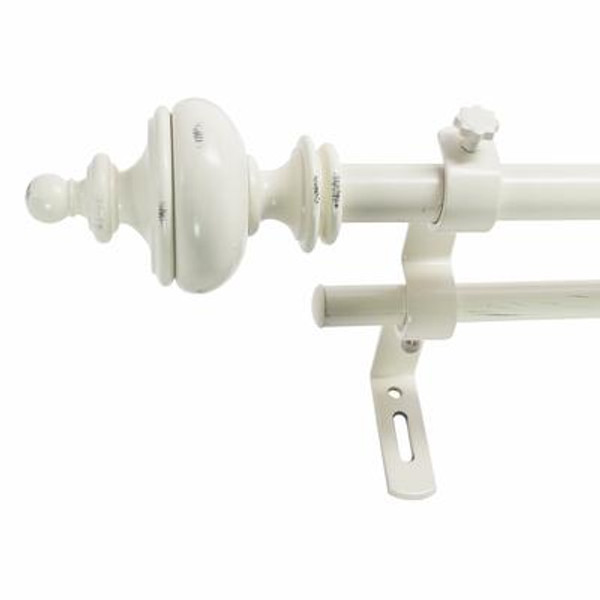 48-86 Inch 5/8 Inch Urn Double Rod Set In Distressed White Finish
