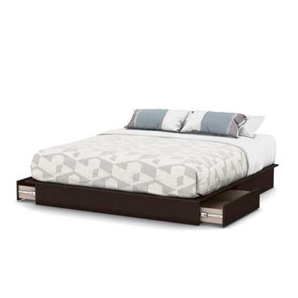 Lux King-Size 2-Drawer Platform Bed Chocolate