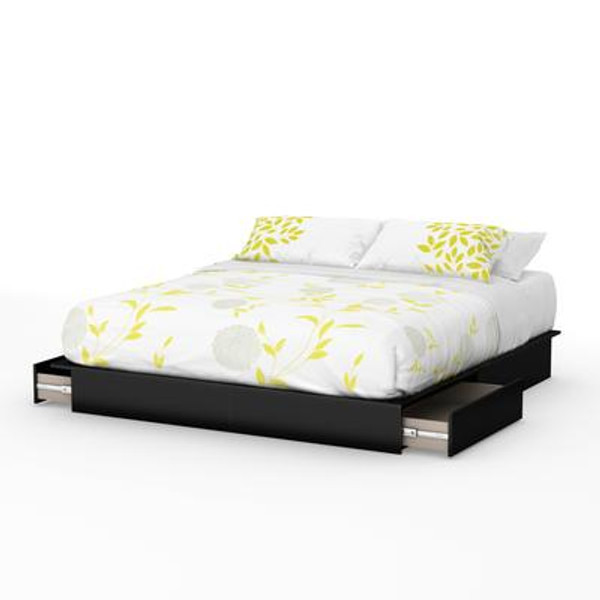 Majestic King-Size 2-Drawer Platform Bed Pure Black