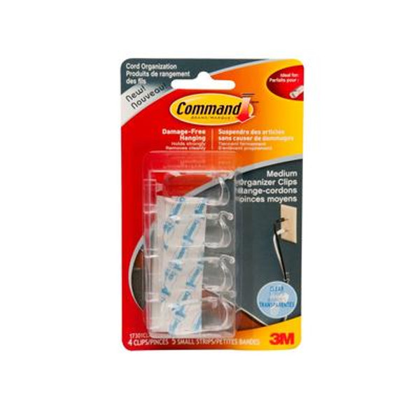 Command(TM) Clear Medium Cord Organizers with Clear Strips